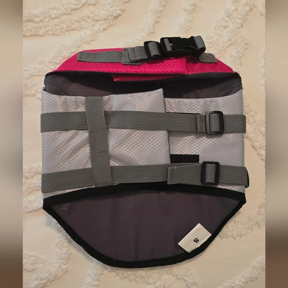 Pink and Gray Dog Life Jacket, Size S (1206)